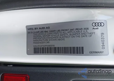 2023 Audi A4 Premium Plus 45 Tfsi S Line Quattro S Tronic из США, поврежденный, VIN WAUEAAF43PA060018